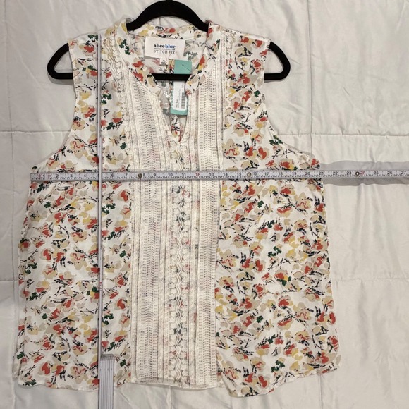 Alice Blue Moreno Lace Detail Top Floral Sleeveless Blouse White XL Career New - Picture 9 of 14